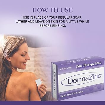 DermaZinc Therapy Soap, Zinc Soap for Skin, Skin Disorder Relief for Psoriasis, Dermatitis, Eczema, and Other Condition Symptoms (Pack of 5)