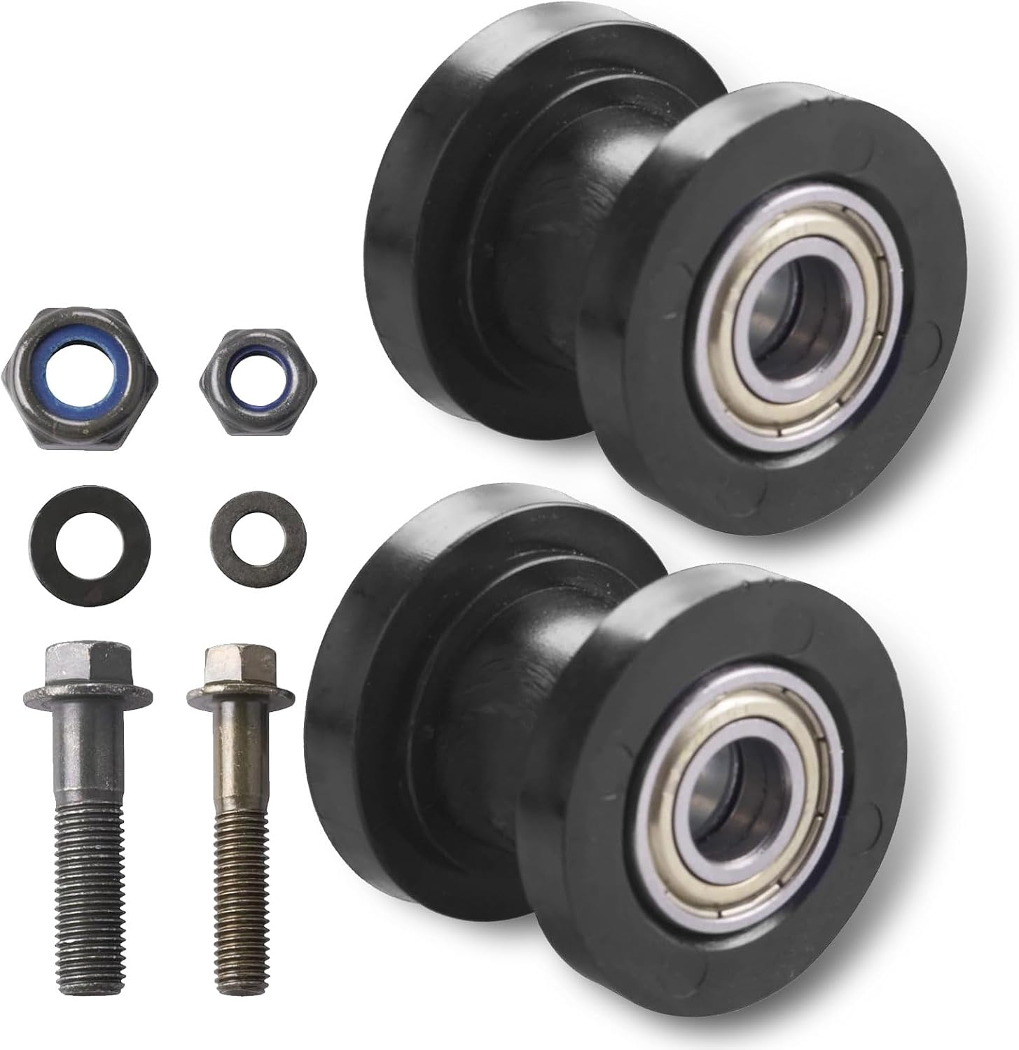 2 PCS Car Modified Chain Guide Sprocket, 8mm /0.3" and 10mm /0.4" Chain Tensioner Guides, Wear-resistant and Durable Rolling Wheels, Suitable for Most Dirt Bikes Motorcycle Bicycles (Black)