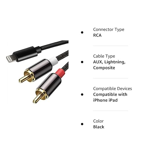 Miniatura 9 de Certificado Apple MFi Cable Lightning a RCA para iPhone IPA-d cable de audio auxiliar divisor en Y de 2 machos compatible con iPhone 12 Pro1111