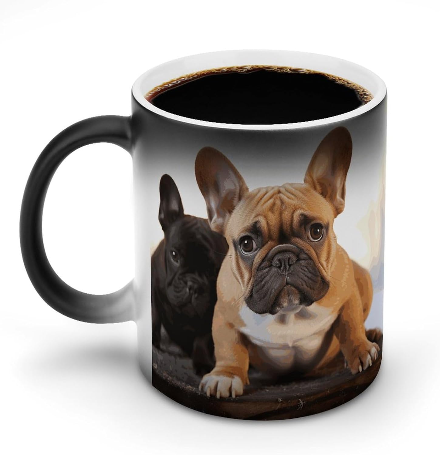 Color Changing Mug Cute French Bulldog Printed Ceramic Coffee Mug Heat Changing Sensitive Mug Magic Heat Changing Coffee Mug Novelty Coffee Mugs