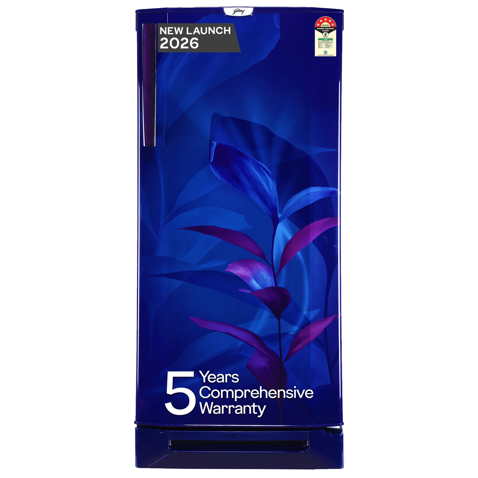 Godrej 185L 5 Star Direct Cool Single Door Refrigerator Advanced Inverter Technology, 24 Days Farm Freshness, 22L Jumbo Vegetable Tray, Base Drawer & 5 Years Warranty (RD 195EN TDI MN BL, Marine Blue)