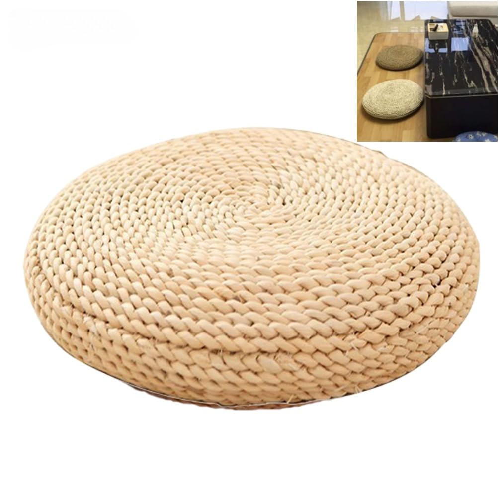 Round Tatami Straw Cushion 12 Inch Floor Seat Pad,Round Straw Cushion Yoga Meditation Cushion Silk Padding Floor Mat