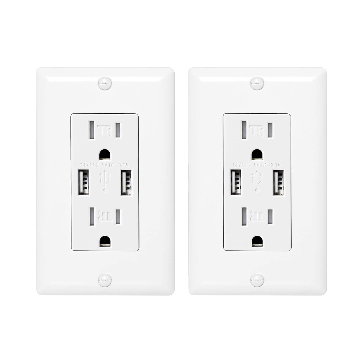 ECOELER 2Pack USB Wall Outlets, 3.1A Charging Capability USB Outlets