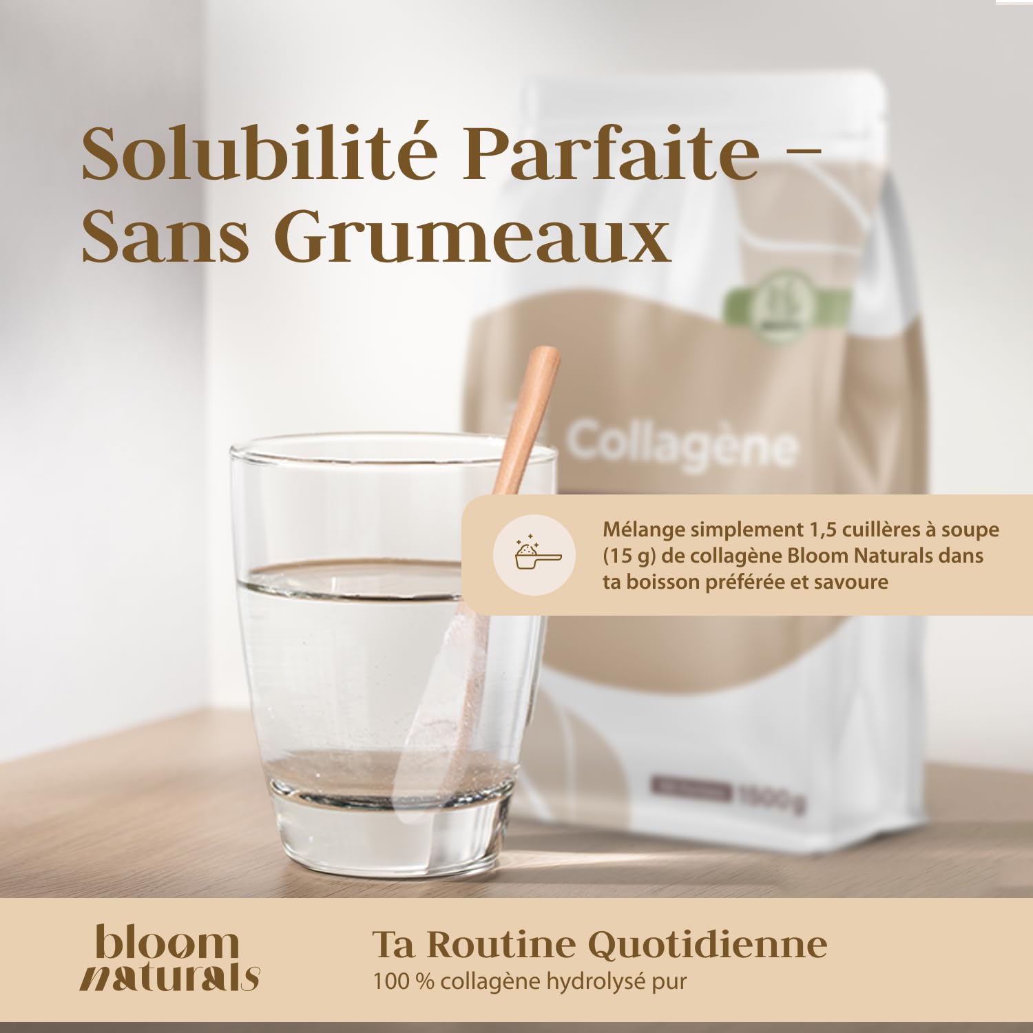 Collagène Hydrolysé en Poudre 1500 g (1,5 kg) – 100 Portions – 15 g par Portion – Avec Vitamine C – Goût Neutre – Peptides de Collagène Type I & III – Collagen Peptides