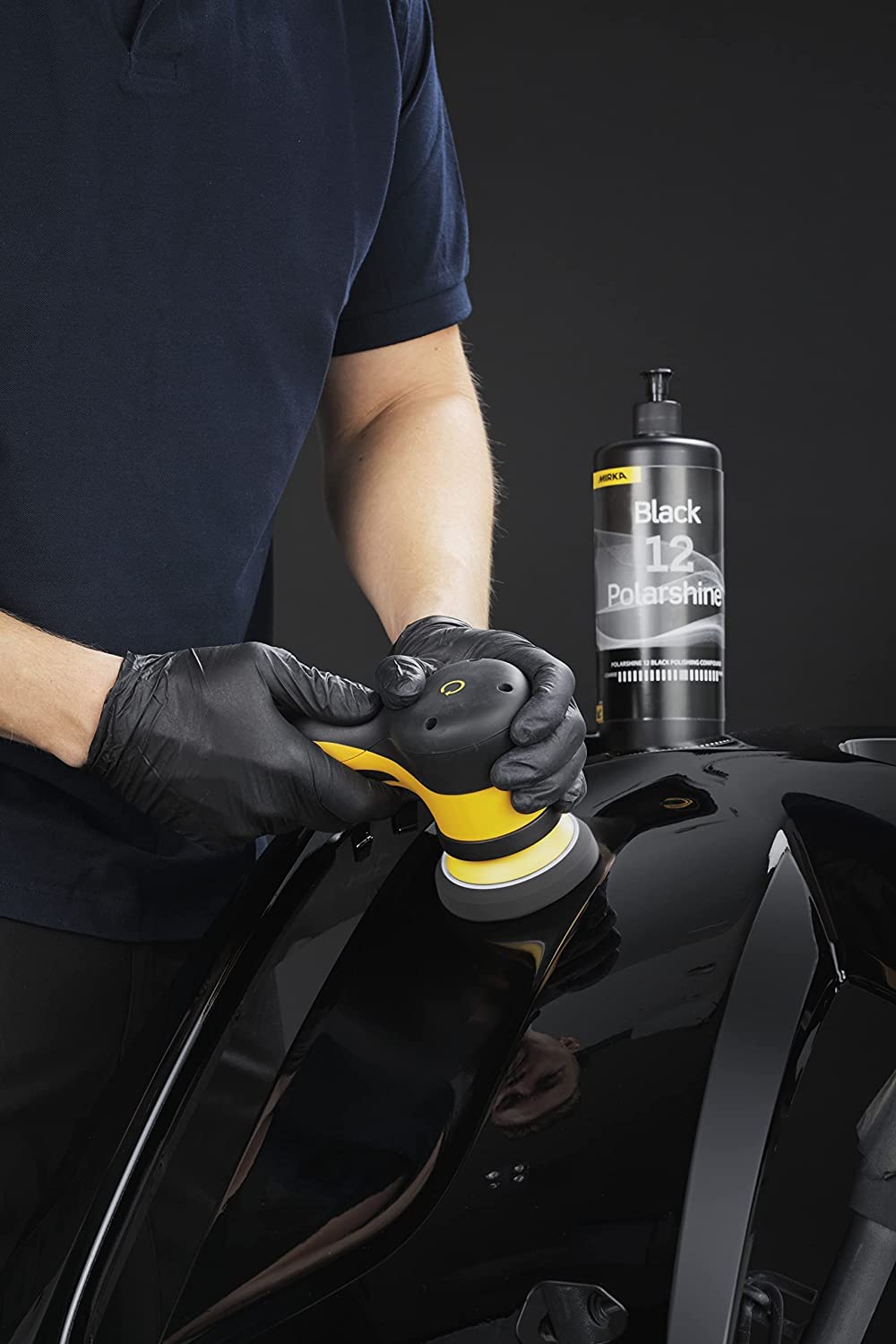 Mirka Pasta de pulido Polarshine 12 Black 1L base acuosa | Pulimento sin silicona base acuosa para eliminar arañazos desde P2000 en superficies oscuras sin hologramas