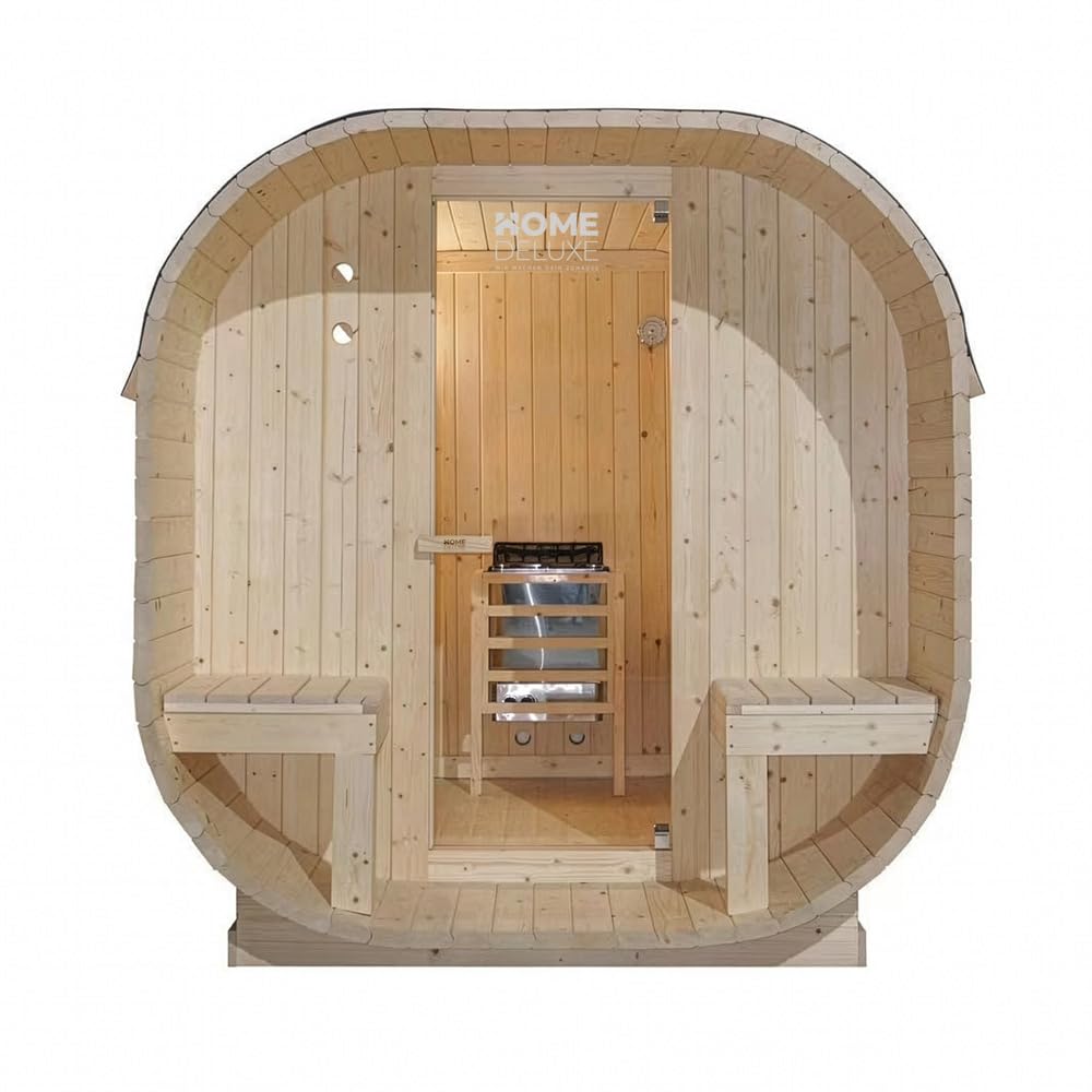 Sauna a cubo per esterni Home Deluxe L 220x185x194 cm legno abete rosso stufa 4 persone