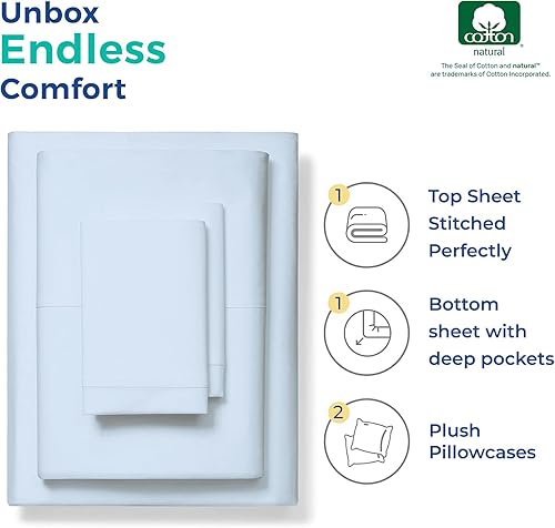 Miniatura 3 de THREAD SPREAD Sábanas 100% de algodón egipcio, tamaño King dividido de 800 hilos, sábanas de 5 piezas para cama ajustable, sábanas de algodón tejido