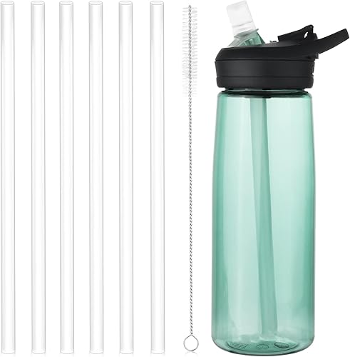 6 popotes de repuesto para Eddy + botella de agua, con un cepillo de limpieza, popotes reutilizables, rectos, solo compatibles con accesorios Eddy