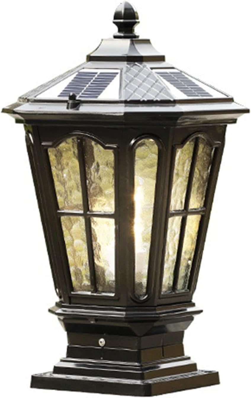 Czarny metalowy słupek oświetleniowy Solarny słupek oświetleniowy Dom Zewnętrzny Wodoodporny słupek oświetleniowy Do bramy Krajobraz Uliczne oprawy oświetleniowe(35cm)