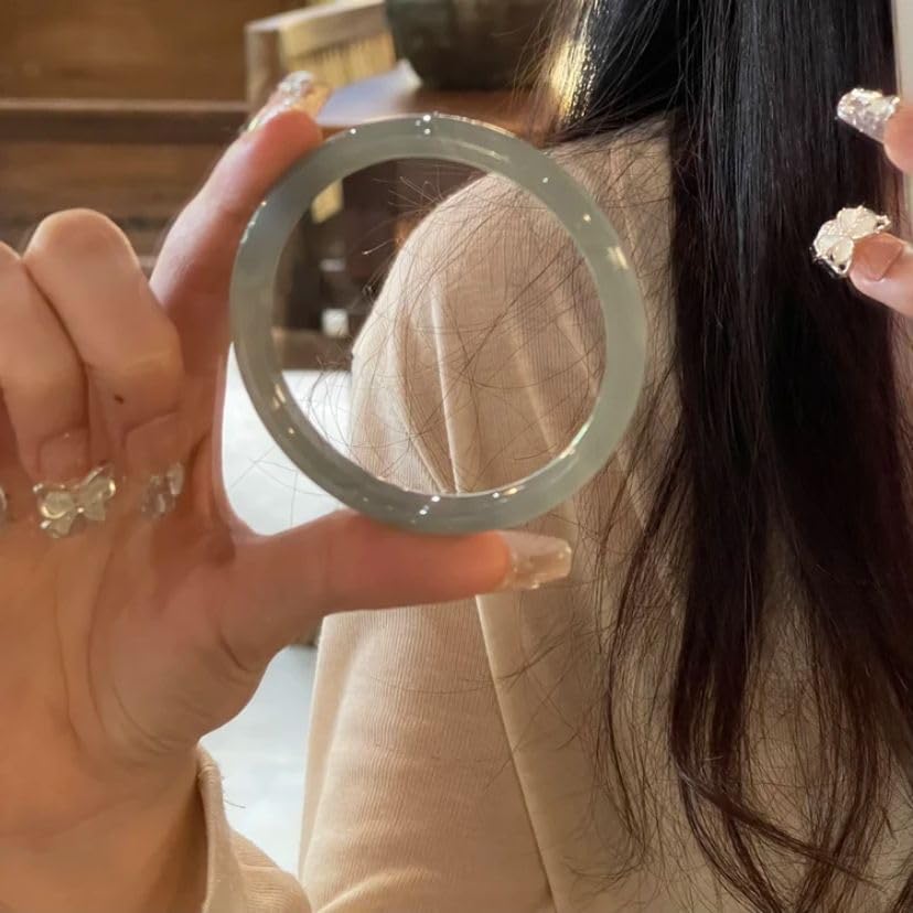 Amazon.com: 8mm Genuine Hetian Jade Bangle Bracelet, Natural Ice