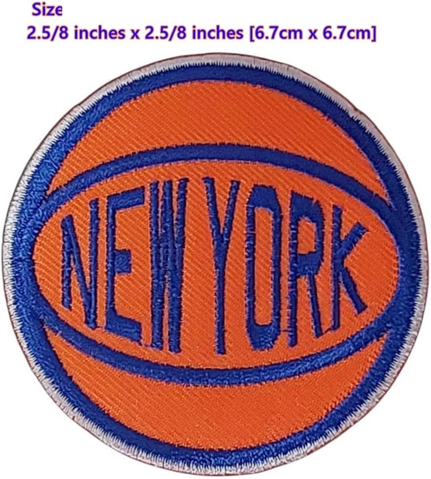New York Letter and Circle Orange Embroidered Iron-On Patches Set 2 Pcs