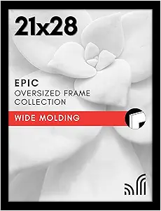 Americanflat 21x28 Poster Frame with Polished Plexiglass - Black Picture Frame - Wide Photo Frames Made of Engineered Wood for Vertical or Horizontal Wall Display - Epic Collection - Black