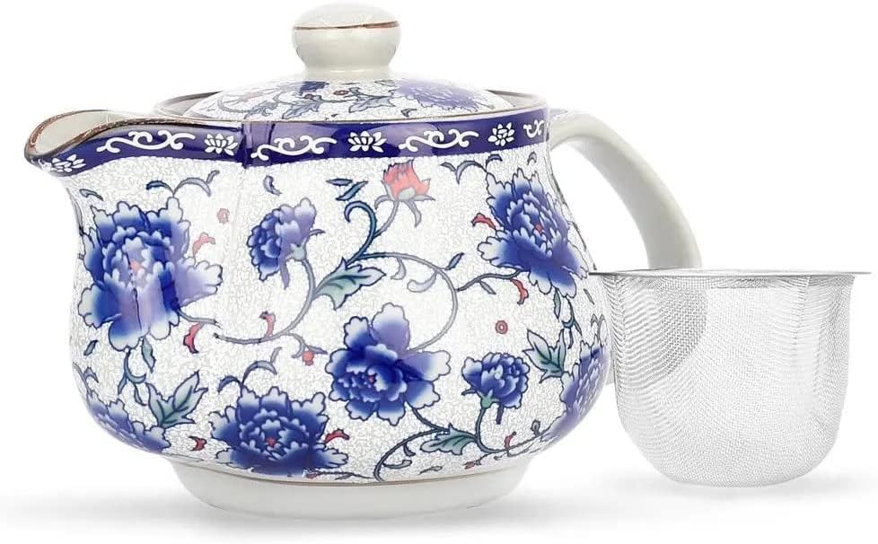 TGL Co. Ceramic Tea Pot (500Ml) with Removable Stainless Steel Infuser | Perfect for Loose-Leaf, Herbal, Green & Flowery Tea | High-Fired, Finely Glazed Ceramic Teapot Kettle with Fine Mesh Infuser