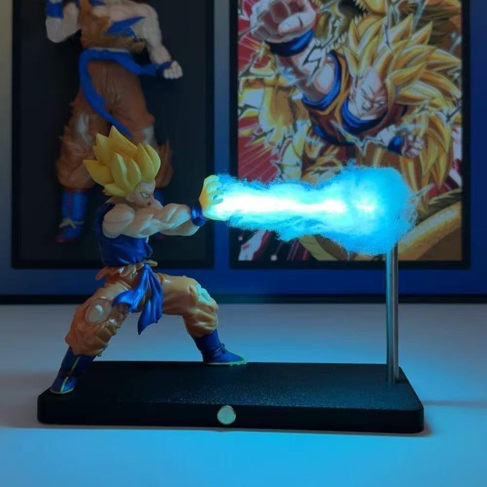 Super Saiyan Night Light, LED Wave Effect, Magnetic Display Stand Blue