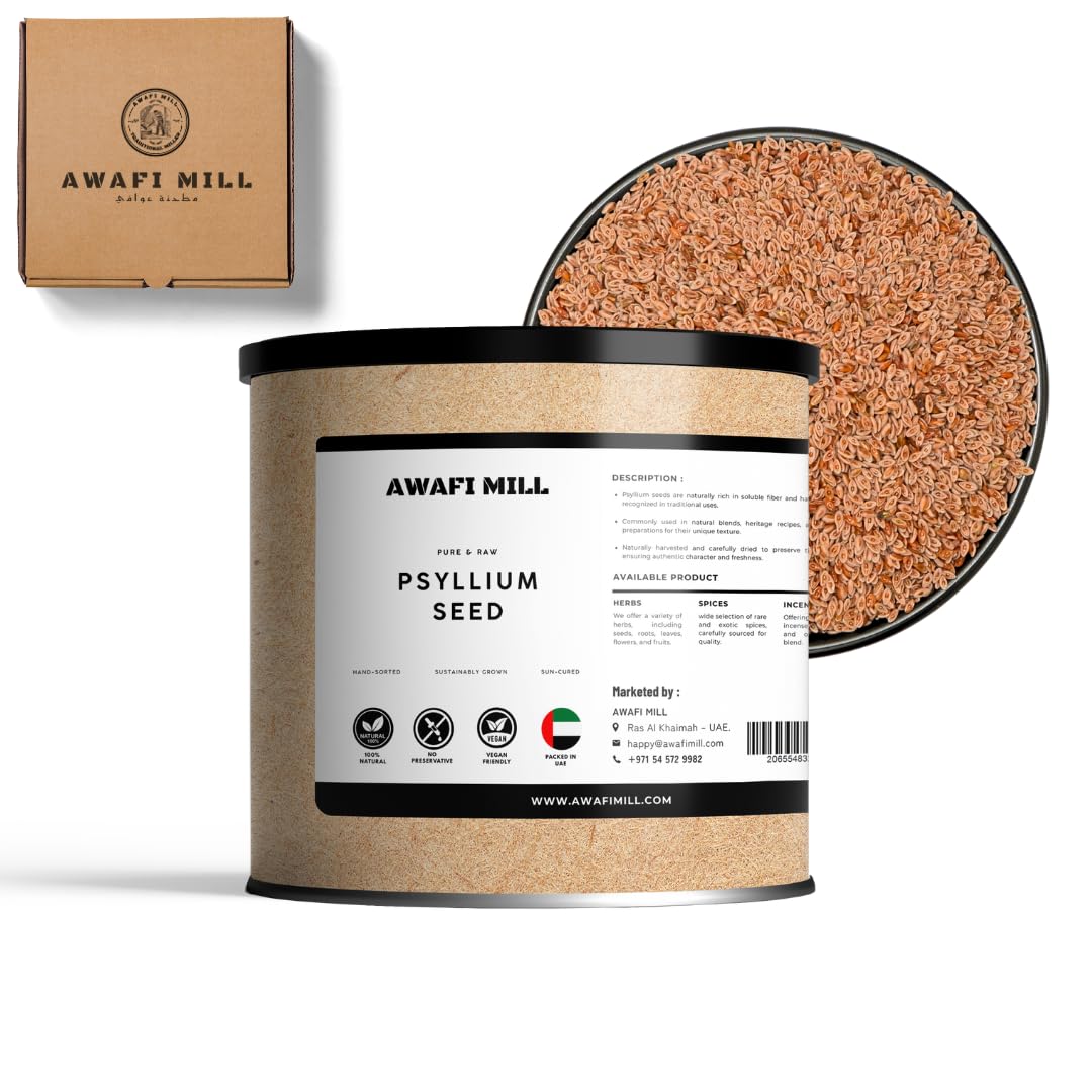Awafi Mill Dried Whole Psyllium Seeds - Versatile Ispaghol Seed Whole for Culinary Use | Natural Thickening, Baking, and Cooking Ingredient (100 g | 4 Oz)