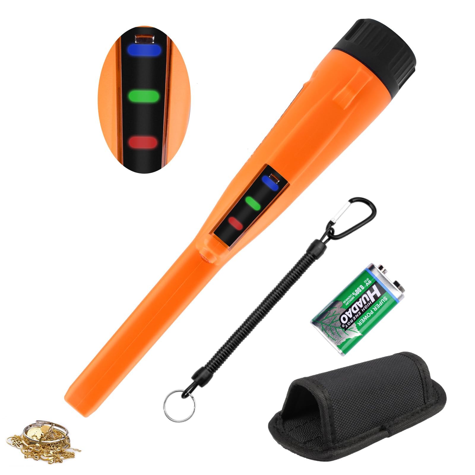 NALACAL Metal Detector Pinpointer, IP66 Waterproof Handheld Pin Pointer Wand with LED Screen, Hight Sensitivity 3 Modes Pinpointing Finder Probeor Gold, Coins, Detecting Accessories for Adults, Kids