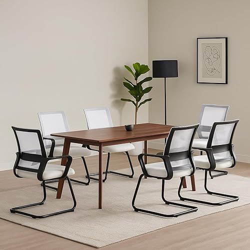 Miniatura 50 de Naomi Home Sillas apilables de piel sintética para invitados de oficina, sillas de recepción con reposabrazos para vestíbulo, clínica, sala