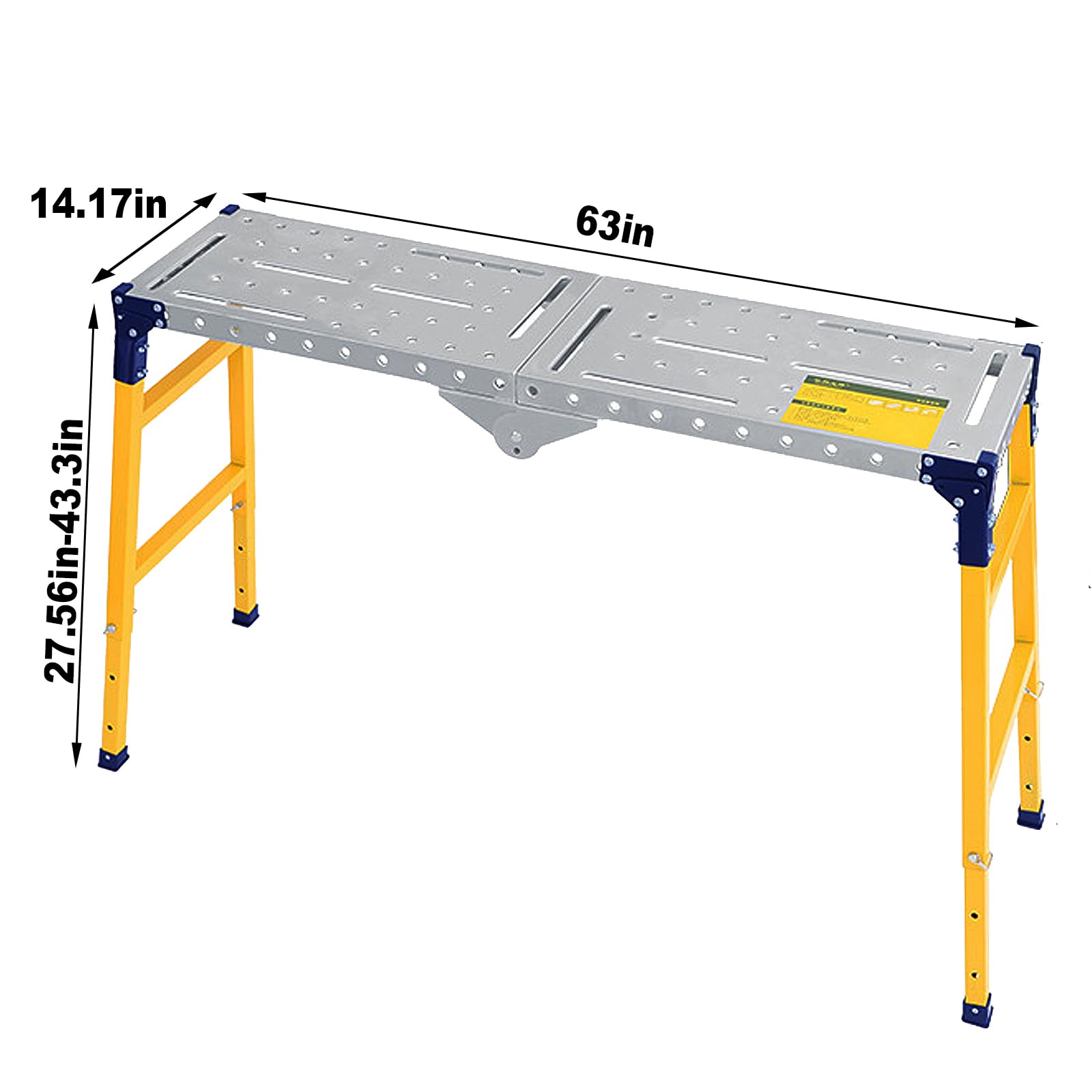 140cm Plataforma de Trabajo Portátil Multifuncional, plataforma de trabajo plegable, Plataforma de Trabajo Ajustable, Andamio de Aluminio Resistente