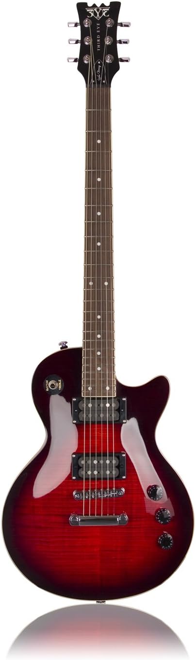 Third Eye Guitars CS Series London's Burning Baritone Solid-Body Electric Guitar, Trans Red