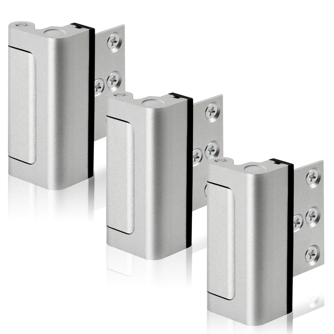 GreaTalent 3PACK Home Security Door Reinforcement Lock Childproof, Add High Security to Home Prevent Unauthorized Entry, Aluminum Construction Finish, Silver