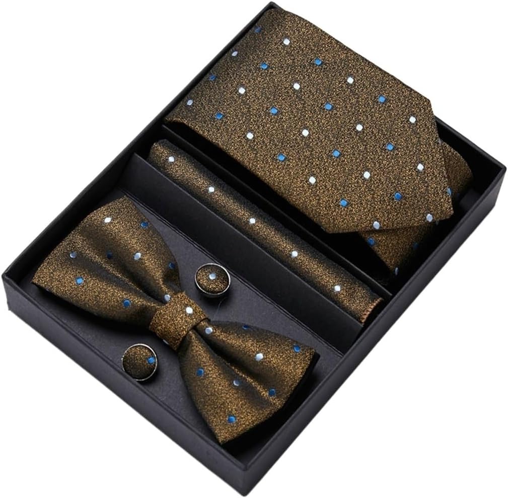 Men's Tie Bow Tie Set Gift Box 6 Sets Group Tie Business Formal Wedding Tie Accessories Party(D)