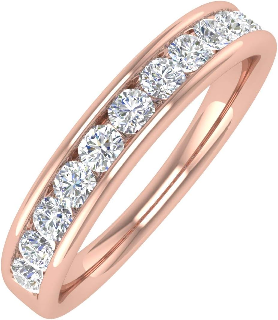 FINEROCK 1/2 Carat Channel Set Diamond Wedding Band Ring in 14K Gold
