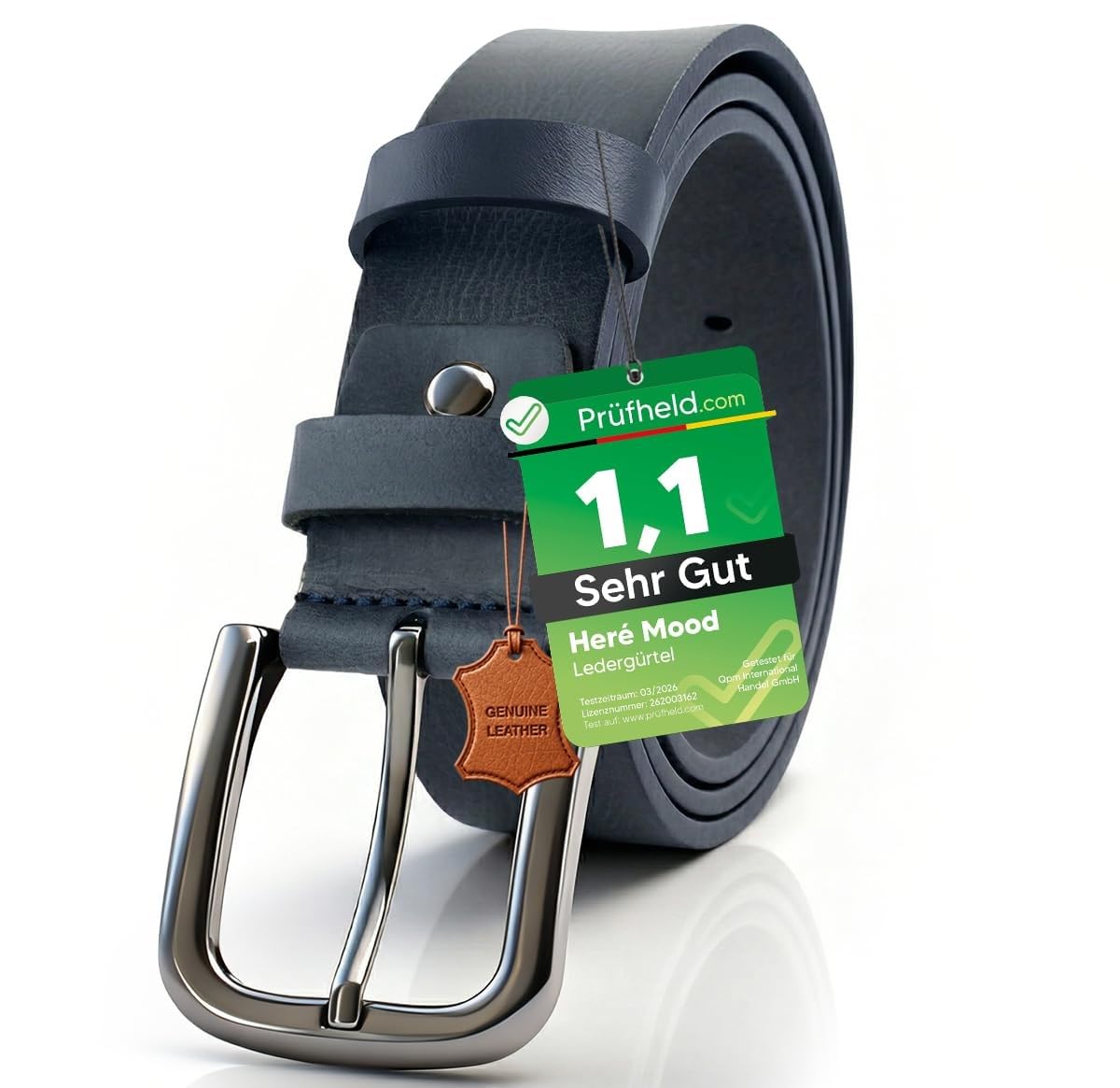 [Test SEHR GUT, Note 1.1] Here Mood Herren Leder Gürtel 4cm, Ledergürtel, Herren-Gürtel aus Echt Büffelleder, Vatertagsgeschenk für Papa Mann, Männer Geschenk, Herrengürtel, Männergeschenke