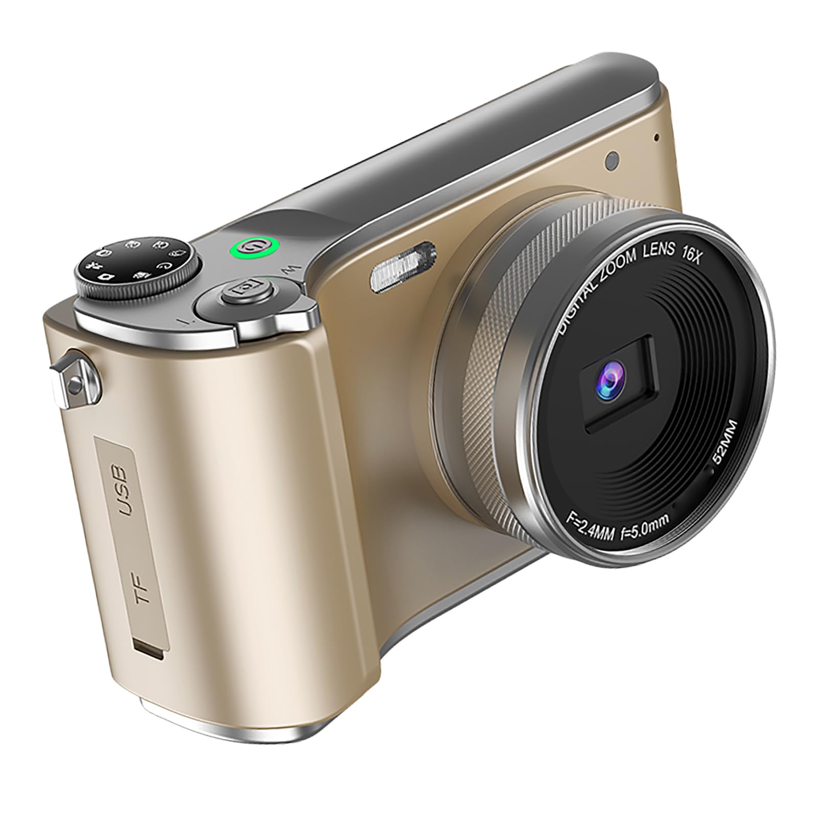 Digital Camera 16x Zoom Anti Shake 4K 64MP Camera with 3.0 Inch 180 Flip Screen Filters Flash Loop Recording Smile Photography (Gold)-picture-26
