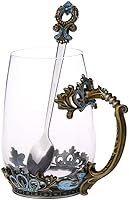 Vista 7 de Taza de café hecha a mano con corona esmaltada de cristal transparente con asa, ideas únicas de regalo de cumpleaños personalizadas para mujeres