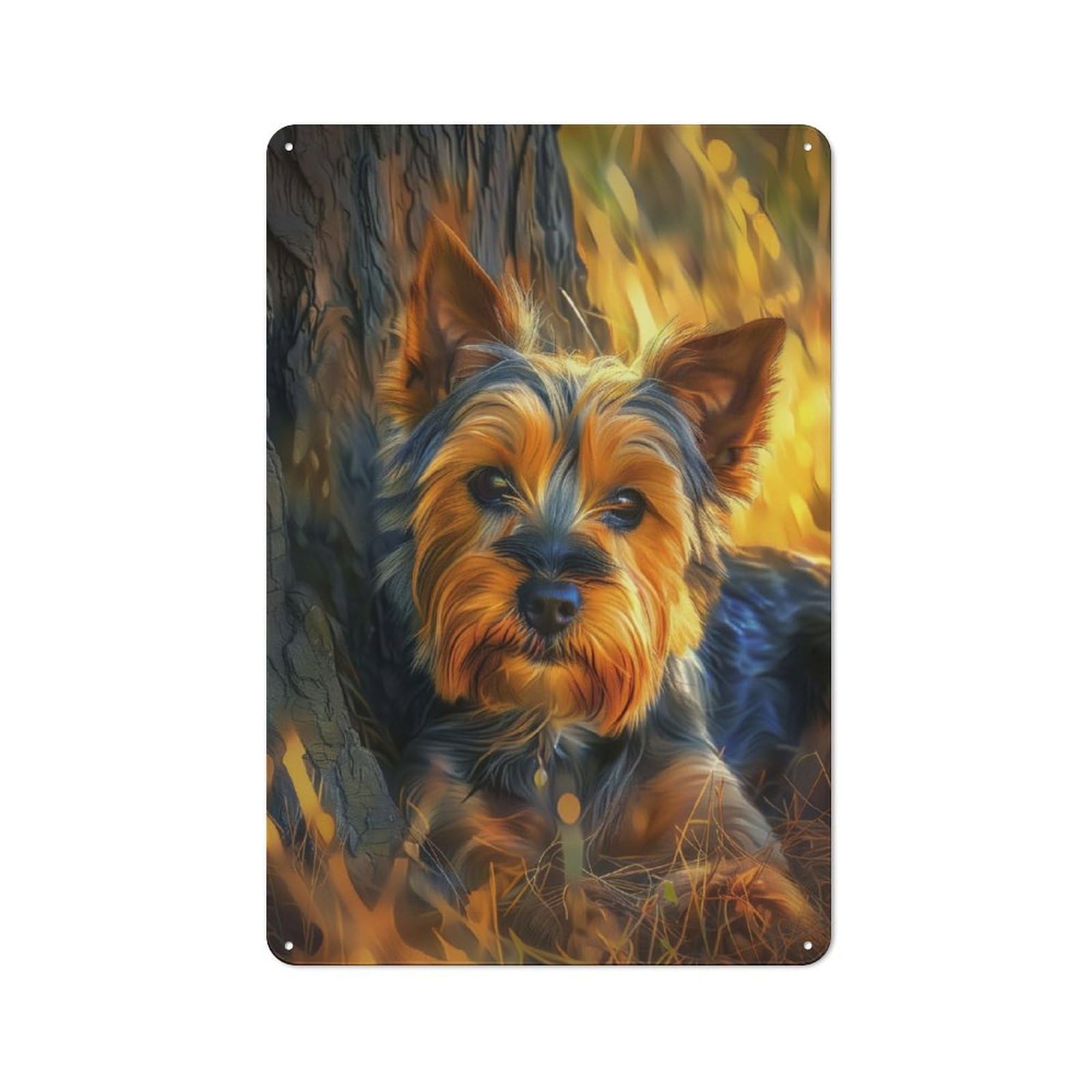 Junmoney Majestic Yorkshier Terrier Vintage Tin Sign 30X20cm With For Guest Room Or Hallway, For Themed Room Decoration, For Vintage Wall Decor Fans