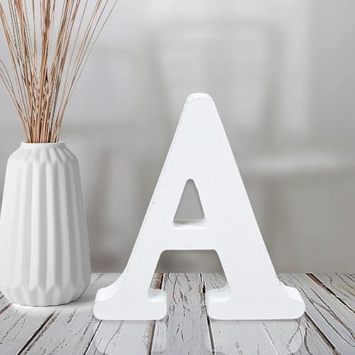 Miniatura 9 de AOCEAN Letras de madera blanca de 4 pulgadas sin terminar para decoración de pared, letras decorativas de pie en rodajas, decoración de tablero