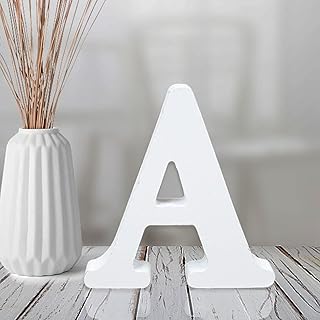 AOCEAN 4 Inch White Wood Letters Unfinished Wood Letter for Wall Decor Decorative Standing Letters Slices Sign Board Decoration for Craft Home Party Projects (A)