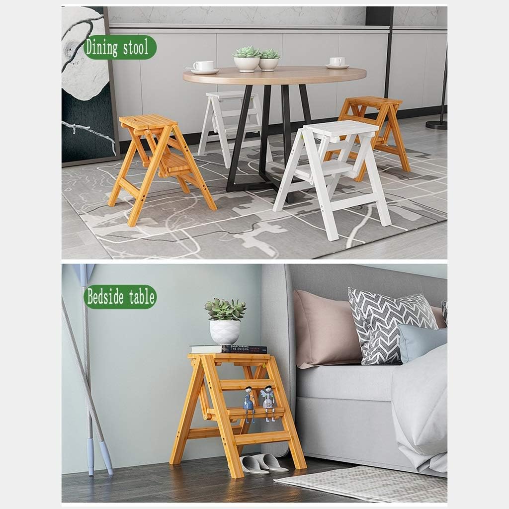 Step Ladders Household Ladder, Solid Wood 3-Step Ladder, Kitchen Shelf, Portable Living Room Dining Stool, Bearing 330 Pounds Telescopic Ladder (Color : Style3)