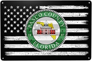 MULIHU US And Seal Of Pasco County, Florida Tin Signs Vintage Metal Sign Iron Painting for Home Bar Coffee Kitchen funny Wall Decor 8x12 Inch
