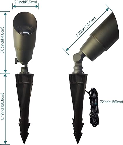 Miniatura 8 de Gardencoin Focos de paisaje de latón macizo para exteriores, luces LED de bajo voltaje de 12 V para jardín y patio, accesorio de iluminación