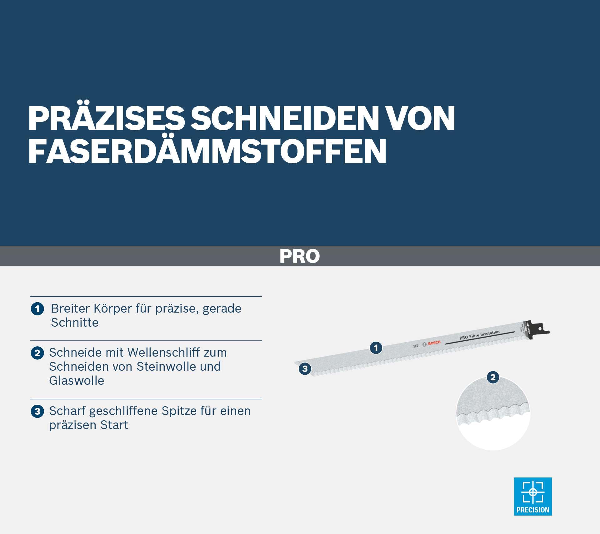 Bosch Accessories Coffret de 2 lames de scie sabre S 1213 AWP Precision for Fibre Insulation (Length 225 mm, accessoires pour scie sabre) Noir