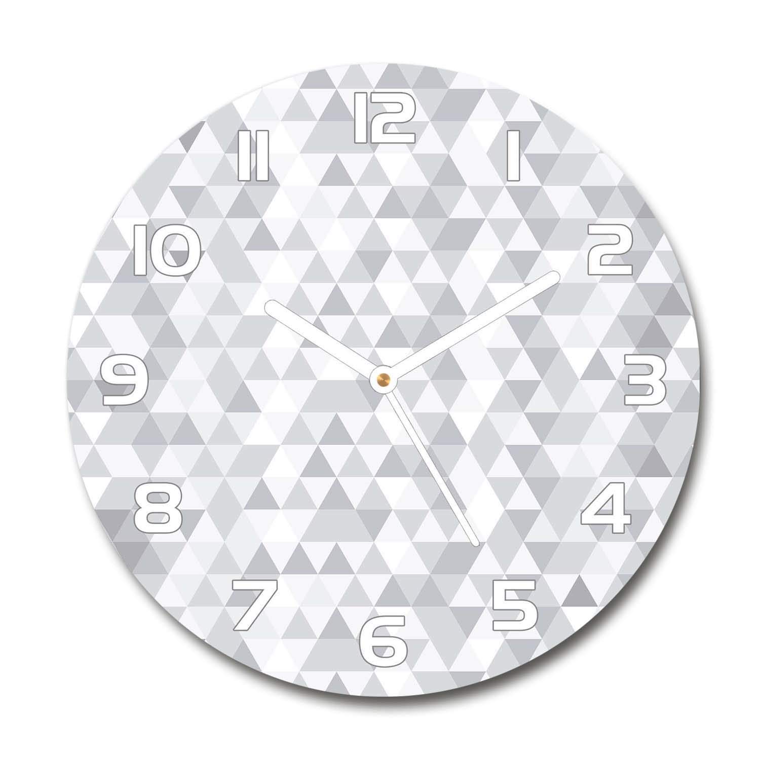 Horloge en Verre 60x60cm Silencieuse pour Salon Design Tulup Triangles Gris