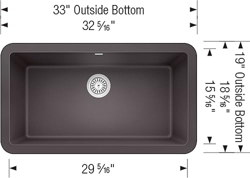Vista 113 de Blanco Ikon Silgranit - Fregadero de cocina, 27x19x9, negro carbón