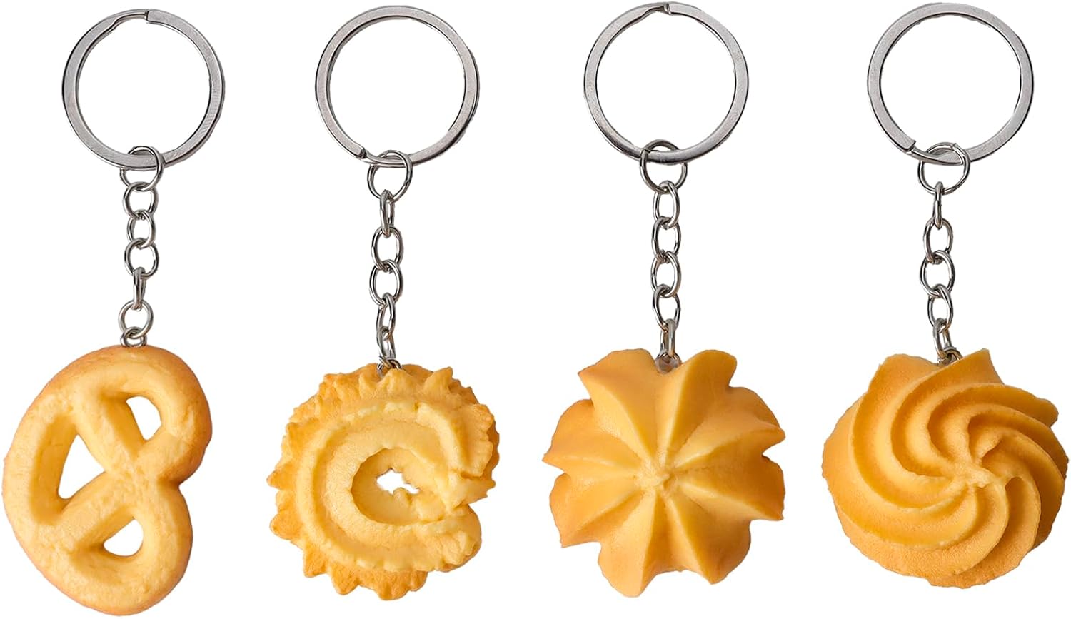 4 Pcs Cookie Keychain Simulation Cute Cartoon Dessert Baking Themed Accessory for Cookie Enthusiasts Foodies Fun Cute Unique Gift for Women Men