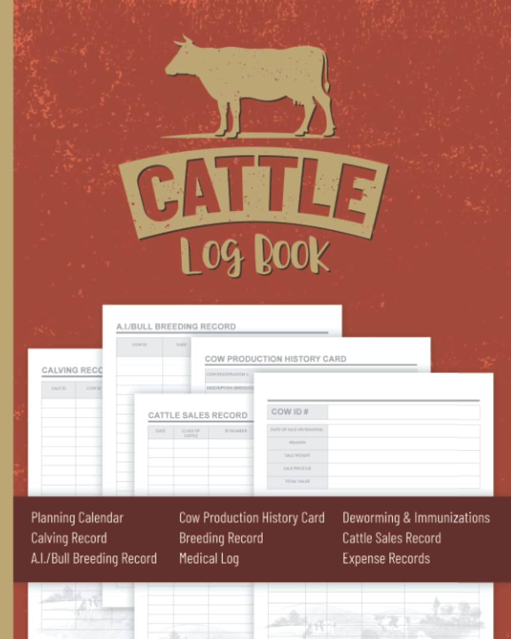 Cattle Log Book Cattle Record Keeping Book Sized 8"x10