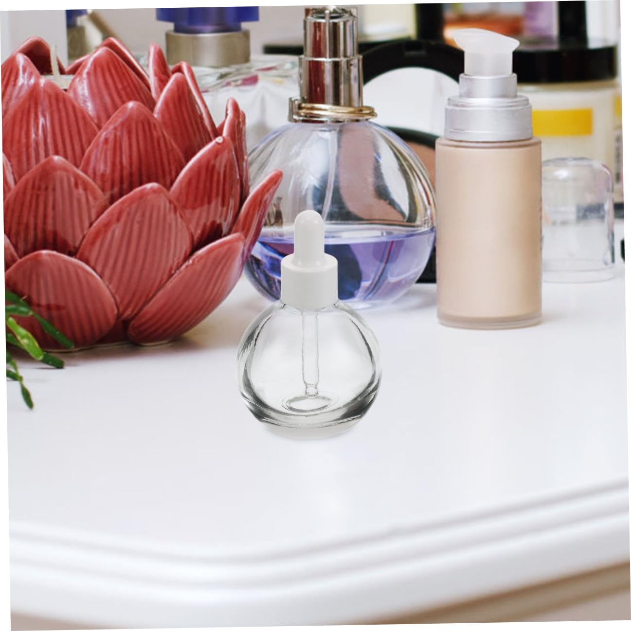 Healeved 12 Stück Kugelförmige Glas Tropfflaschen 30 ml mit Pipette und Auslaufschutz Reisefläschchen für Ätherische Öle Seren und Parfüm Wiederbefüllbar Spritzgegossene Dichtung
