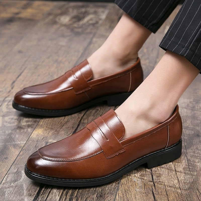 Mens Retro Classic Formal Tuxedo Derby Shoes Comfortable Business Slip On Pointed Toe Derbys Classic Formal Dress Shoes3