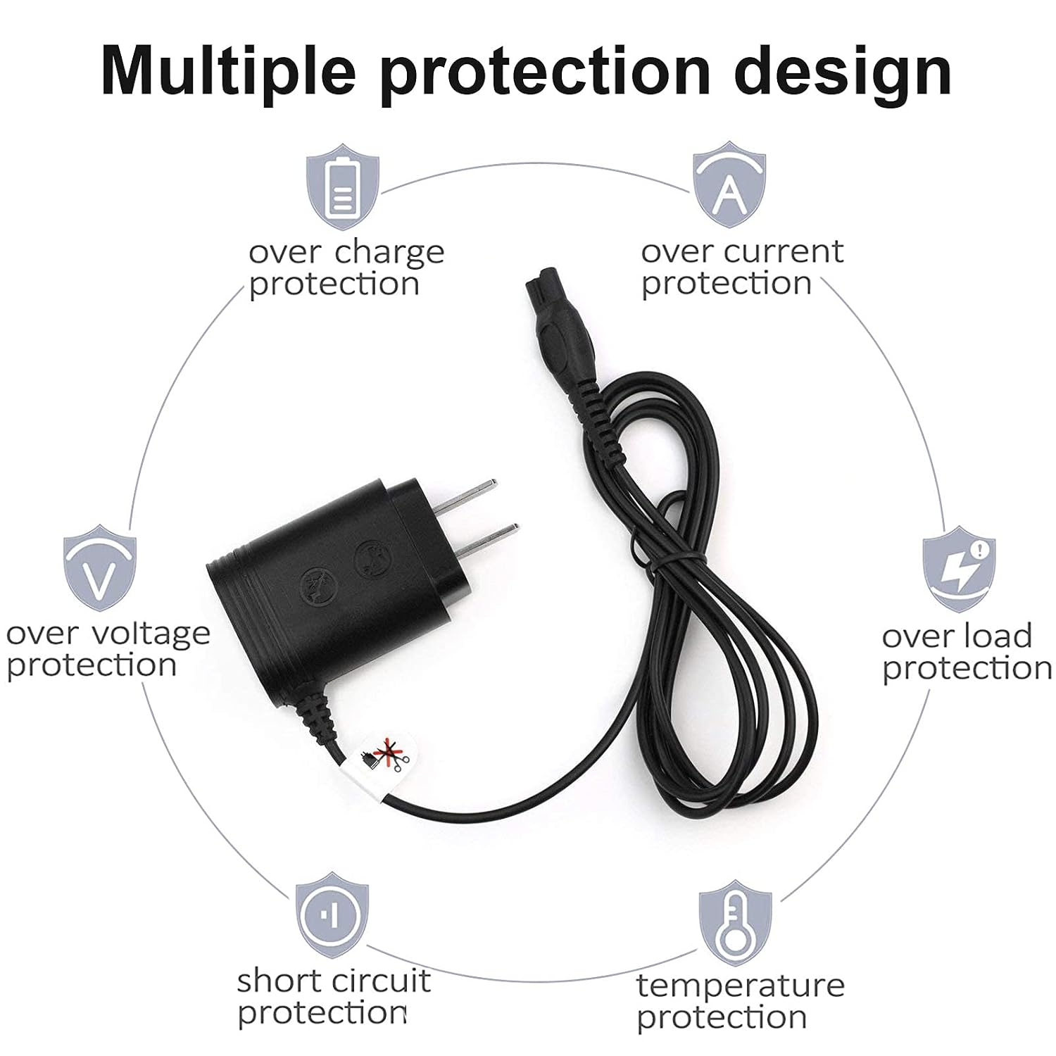 Electric Shaver Power Cord Compatible with Philips Norelco HQ8505 7000 5000 3000 Series Electric Shaver Aquatec Arcitec Multigroom Beard Trimmer & More 15V AC Portable Power Supply Cord
