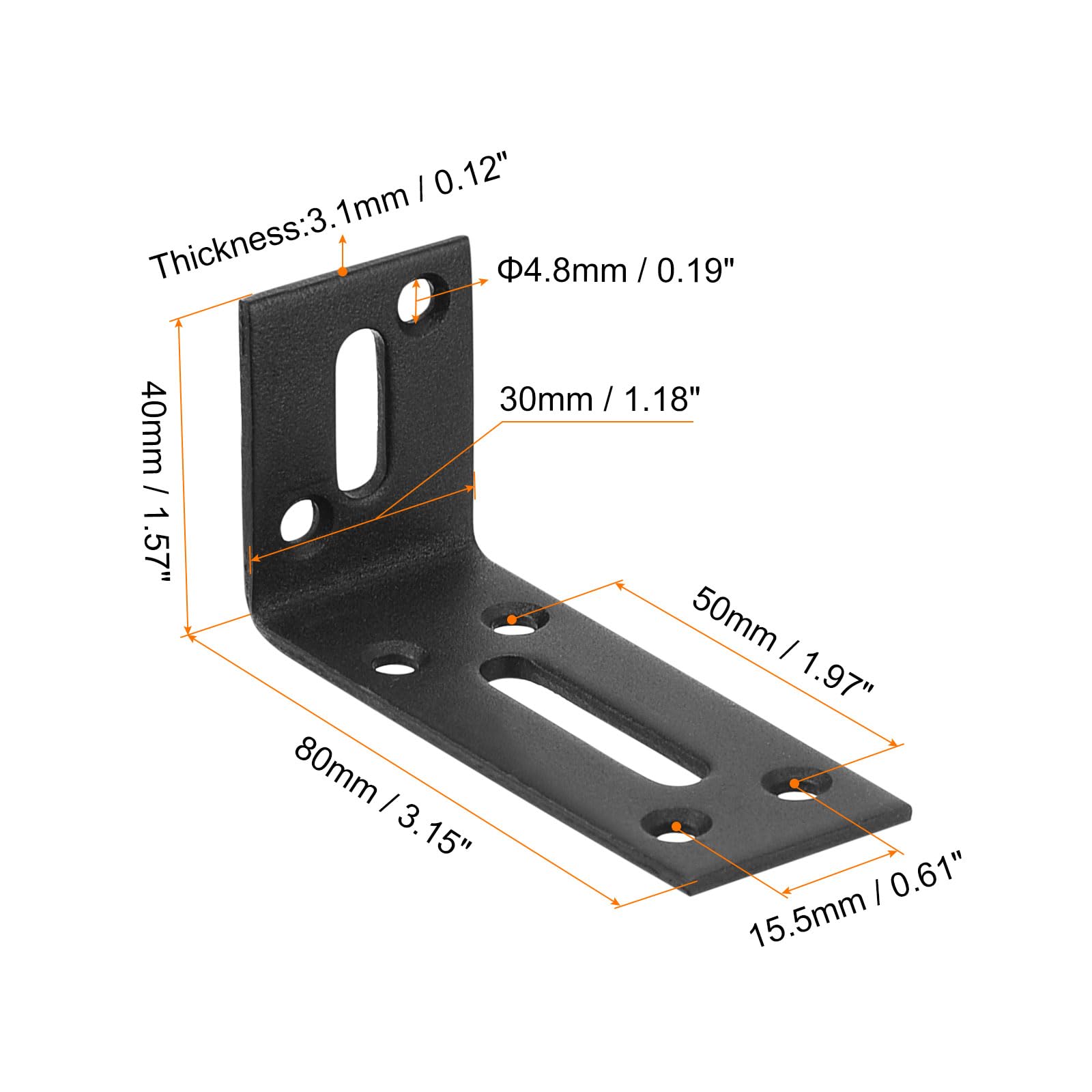 4 Staffe Angolari In Metale Per Aiuole Rialzate - Altezza 22,9 Cm, Angolo 90°, Acciaio Q235B Verniciato Nero, Preforate, Per Fioriere E Mobili