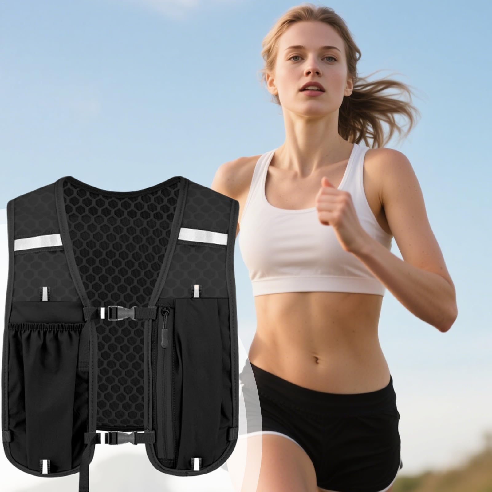 Gilet de course à pied | Sac d'hydratation léger et stable pour femme, pour randonnée, marathon, course, cyclisme, camping