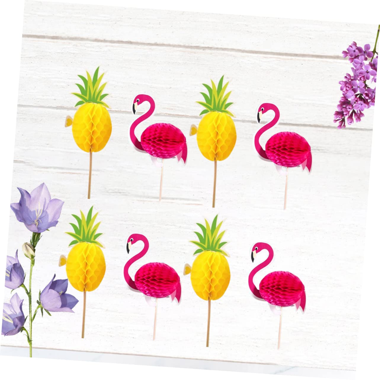 ORFOFE Pics à Gâteaux en Plastique Flamant Rose et Ananas 20pcs pour Décoration de Cupcakes et Gâteaux Lors de Fêtes d'anniversaire