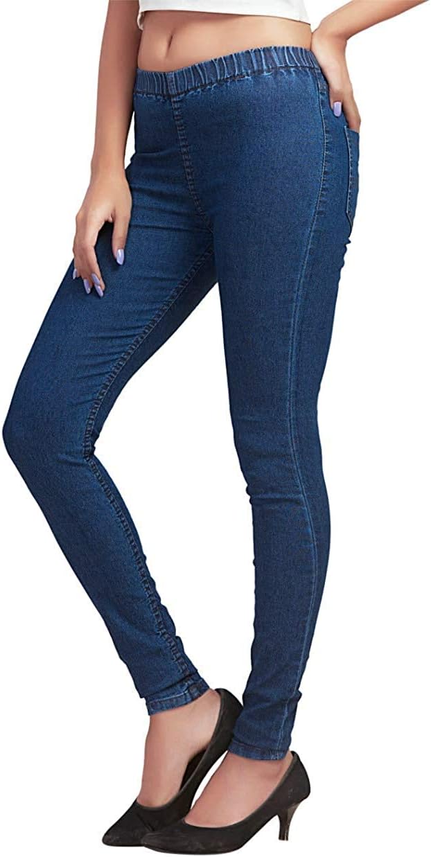 Womens Slim Fit Denim Lycra Stretchable Jeggings Mid Rise, Ankle Length with Elasticated Waistband (Multi Color & Plus Size Also Available) (Size 30-46 Inch)