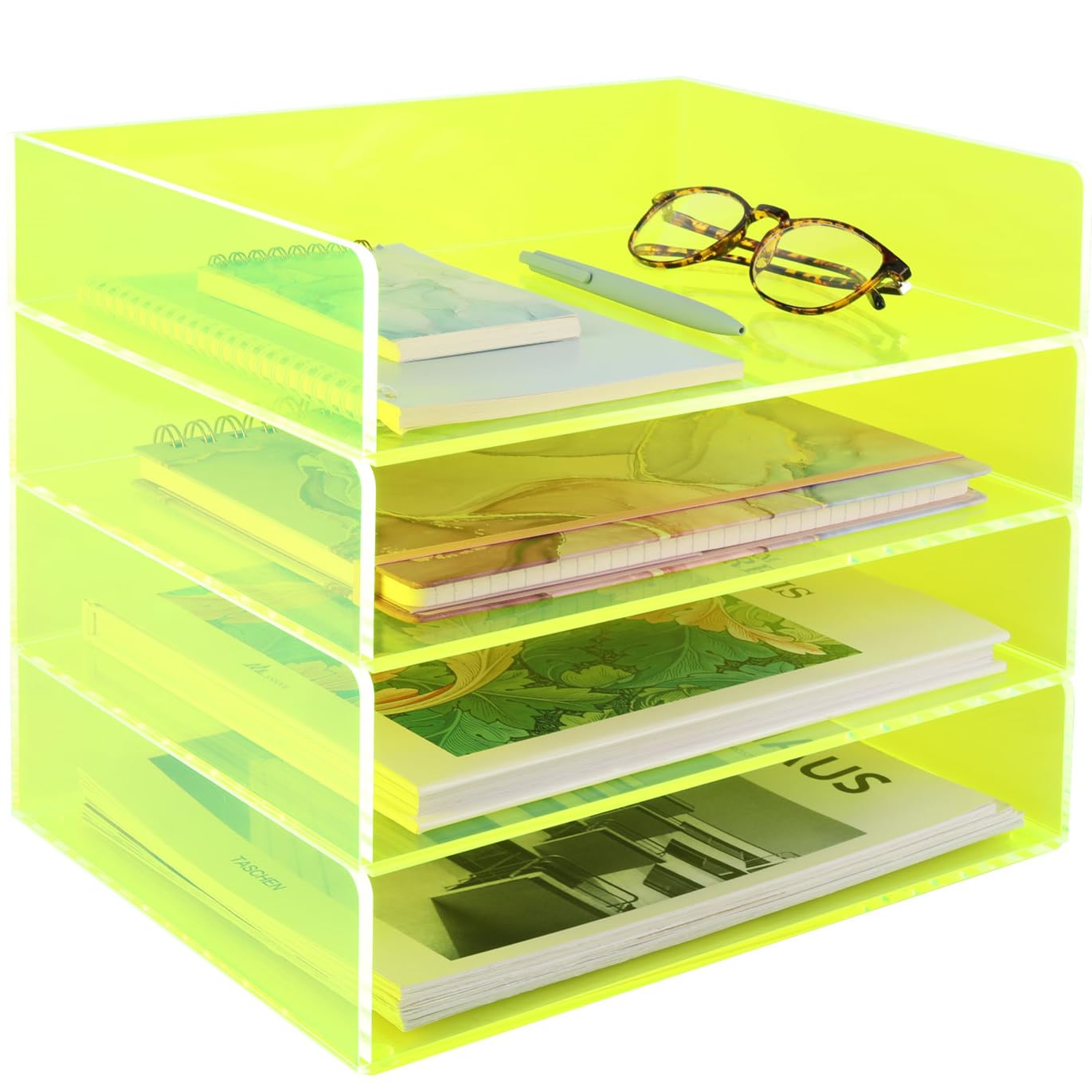 本棚・本収納 HUMAN MADE ACRYLIC FILE BOX SMALL Yellow Amazon.com: Gelite Acrylic File Organizer for Desk 4 Tiered