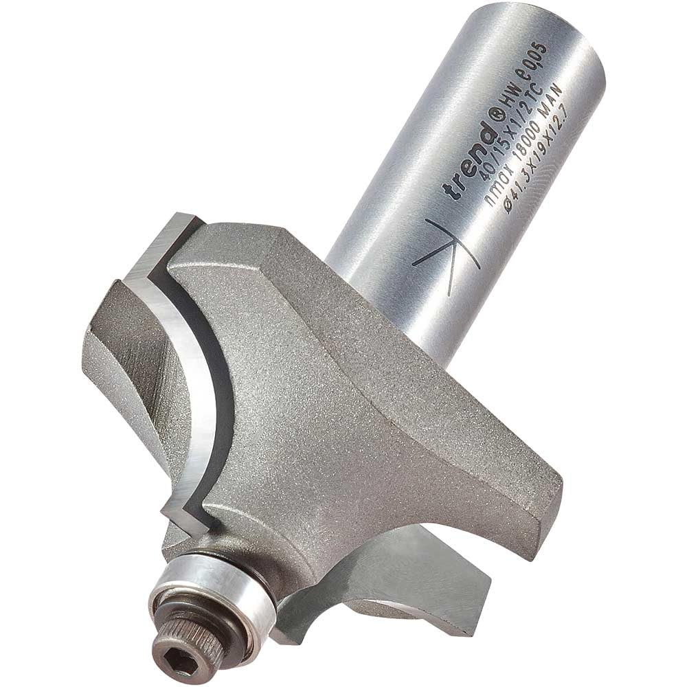 Trend Professional Bearing Guided Ovolo Router Cutter, 12.7mm Radius, 3.2mm Step, 1/2 Inch Shank, Two Alternative Bearings, Tungsten Carbide Tipped, 40/15X1/2TC