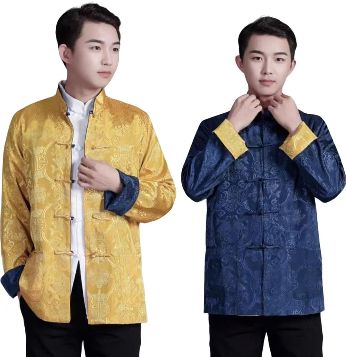 Tang Suit Men Can be Worn on Both Sides,Hanfu Chinese Traditional Clothes Long Sleeve Top image 3